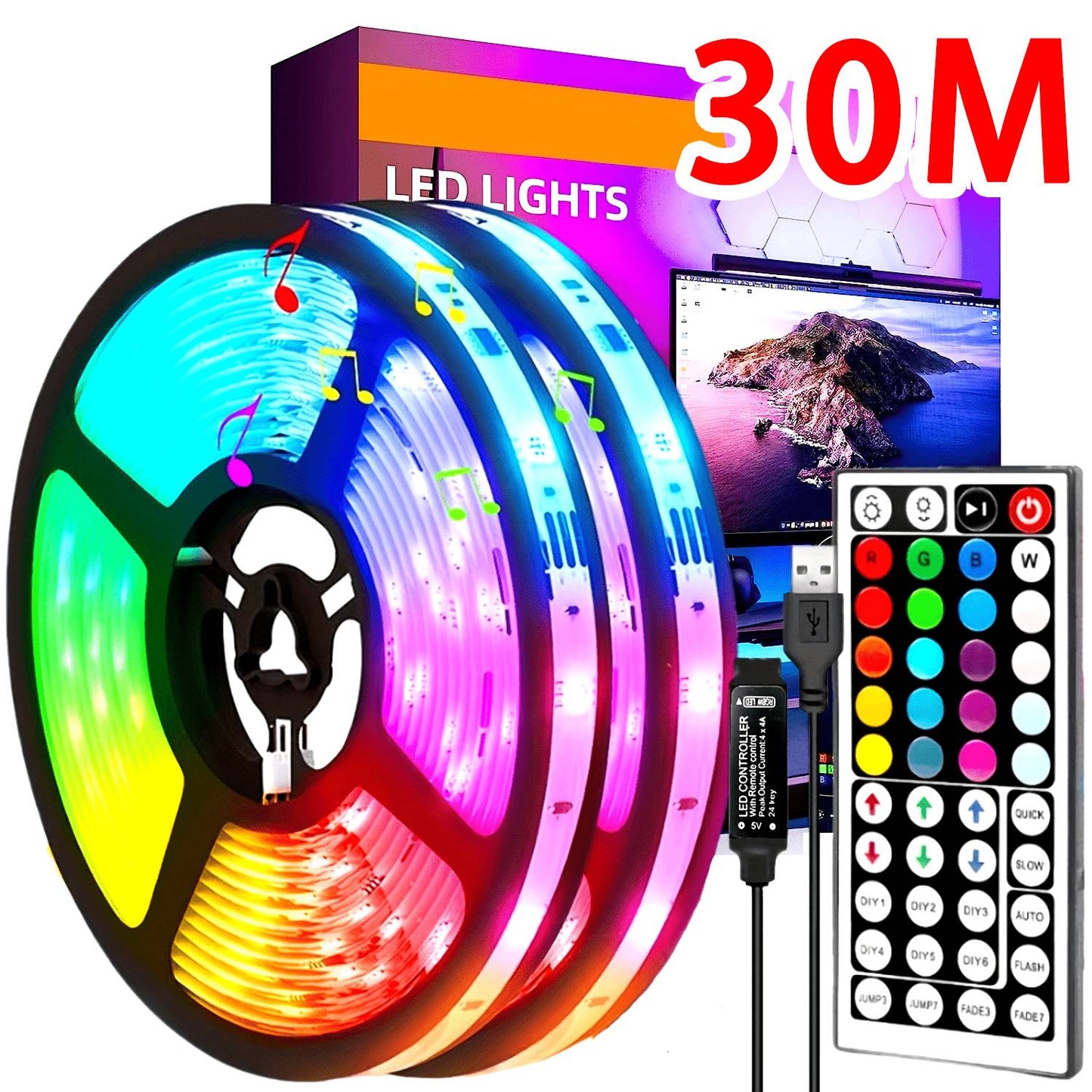USB LED Strip Light APP Control IR Bluetooth Tape RGB IR Bedroom Living Room Self-adhesive TV Backlight Remote Lamp Diode Lights