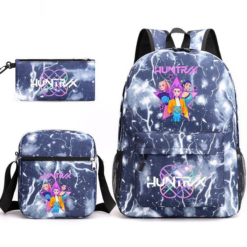 2026 KPop Demon Hunters Huntrix Print Student Backpack School Bags for Girls Pencil Case Set Anime Cartoon Girl'S Birthday Gift