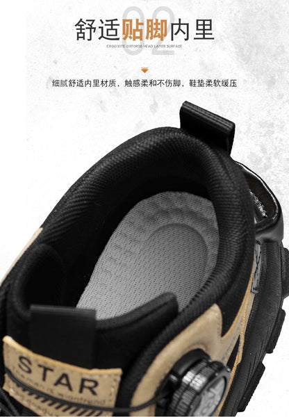High-Top Men's Shoes for Winter, Thick-Soled Sports Shoes, British Style Retro Work Shoes, Rotating Buckle Casual Boots