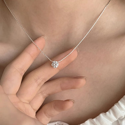 Colar de Prata 925 Feminino Camada Dupla Zircônia Estrela Lua Pingente Colar Delicado Corrente Charmosa Joia Elegante Presente da Moda