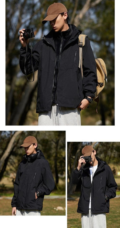 Men's Women's 2025 New Winter Jacket 3 in 1 Waterproof Windproof Detachable Outdoor Hiking Climbing Shell