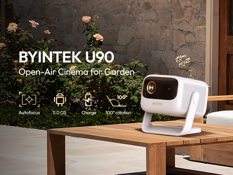Projetor BYINTEK U90 4K Full HD1080P Cinema Android 11.0 WiFi Mini Portátil 1080P Home Theater Vídeo Projetor DLP com Bateria