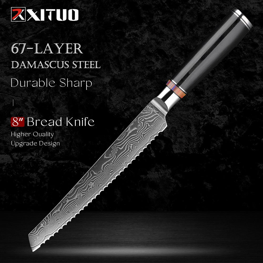 Conjunto de Facas de Cozinha de Aço Damasco Forjado para Arte 1-8 pçs Faca de Cozinha Profissional de Hotel para Fatiar e Cortar Utensílios de Cozinha Premium