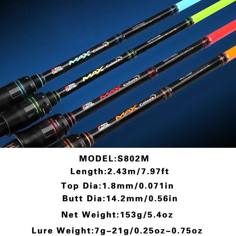 Vara de pesca Abu Garcia Rainbow original 4 cores 2 partes Vara de pesca de isca