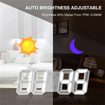 3D LED Digital Clock Wall Decoration Glow Night Mode Decoration for Bedroom Adjustable Electronic Watch Room Decor Aesthetics