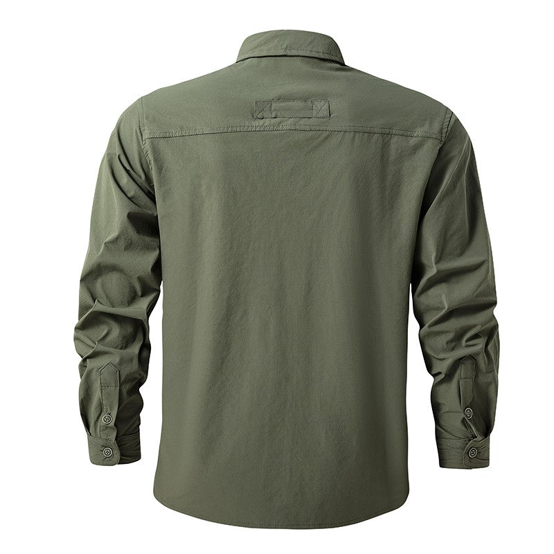 Summer Men Casual Breathable Long Sleeve Shirts Mens Military Cargo Multi-Pocket Shirt Man Outdoor Safari Work Shirt Blouses Top