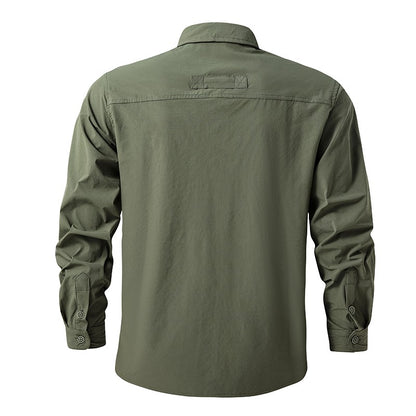Summer Men Casual Breathable Long Sleeve Shirts Mens Military Cargo Multi-Pocket Shirt Man Outdoor Safari Work Shirt Blouses Top