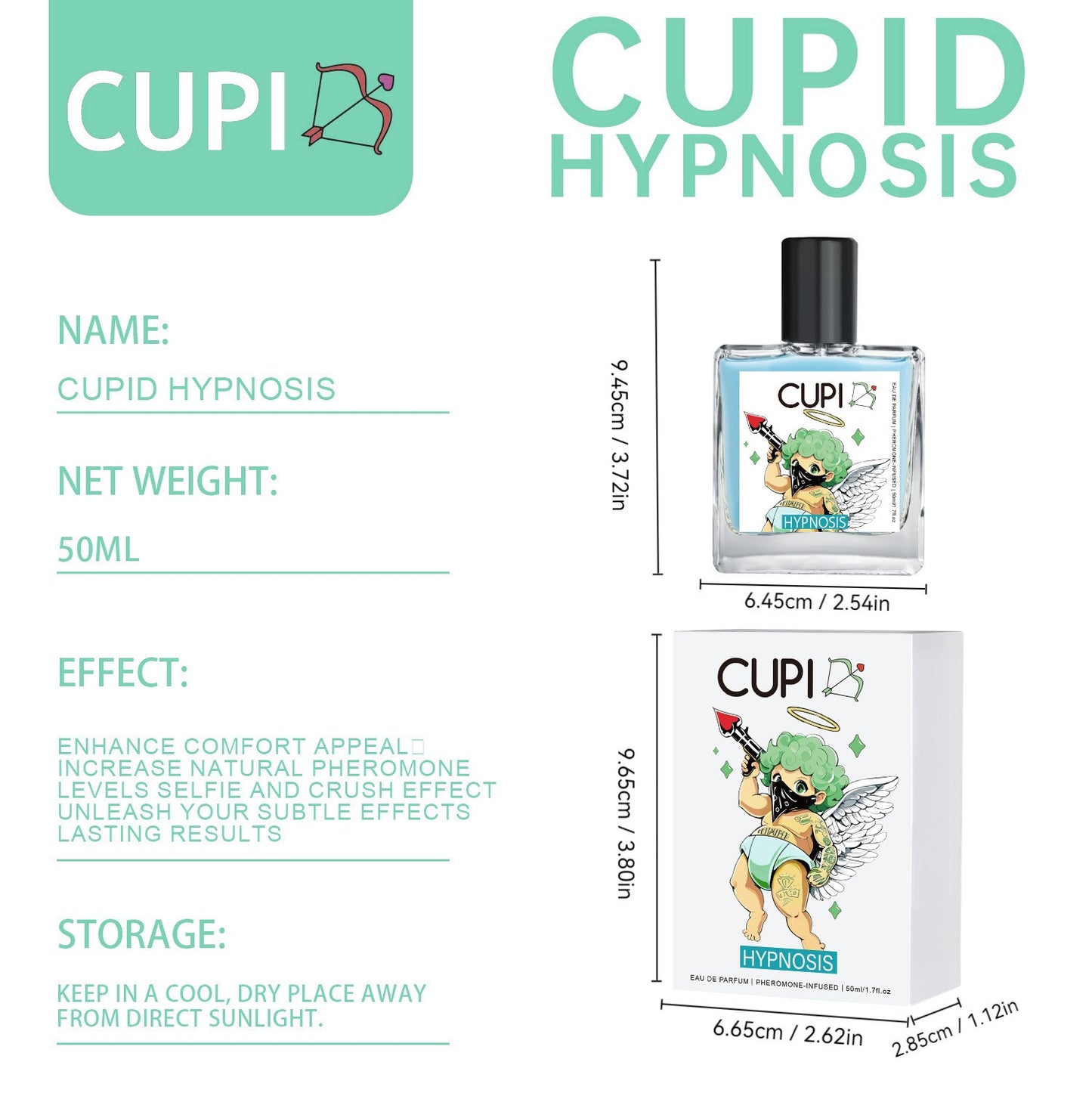 Cupid Hypnosis Perfume Original Eau de Parfum Infused Cologne for Men Long Lasting Pheromone Fragrance for Men 50ml