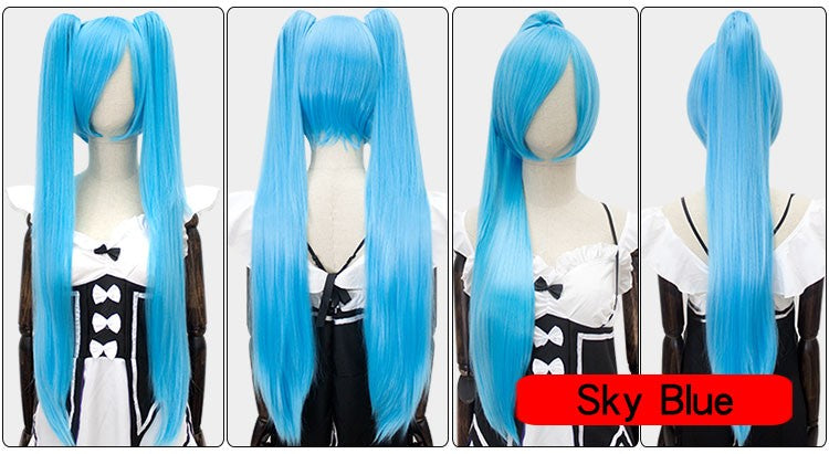 HSIU 80Cm Long Staight Ponytail Clip Cosplay Wig high temperature fiber Synthetic Wigs Anime Party Ponytail Party wigs 14 color