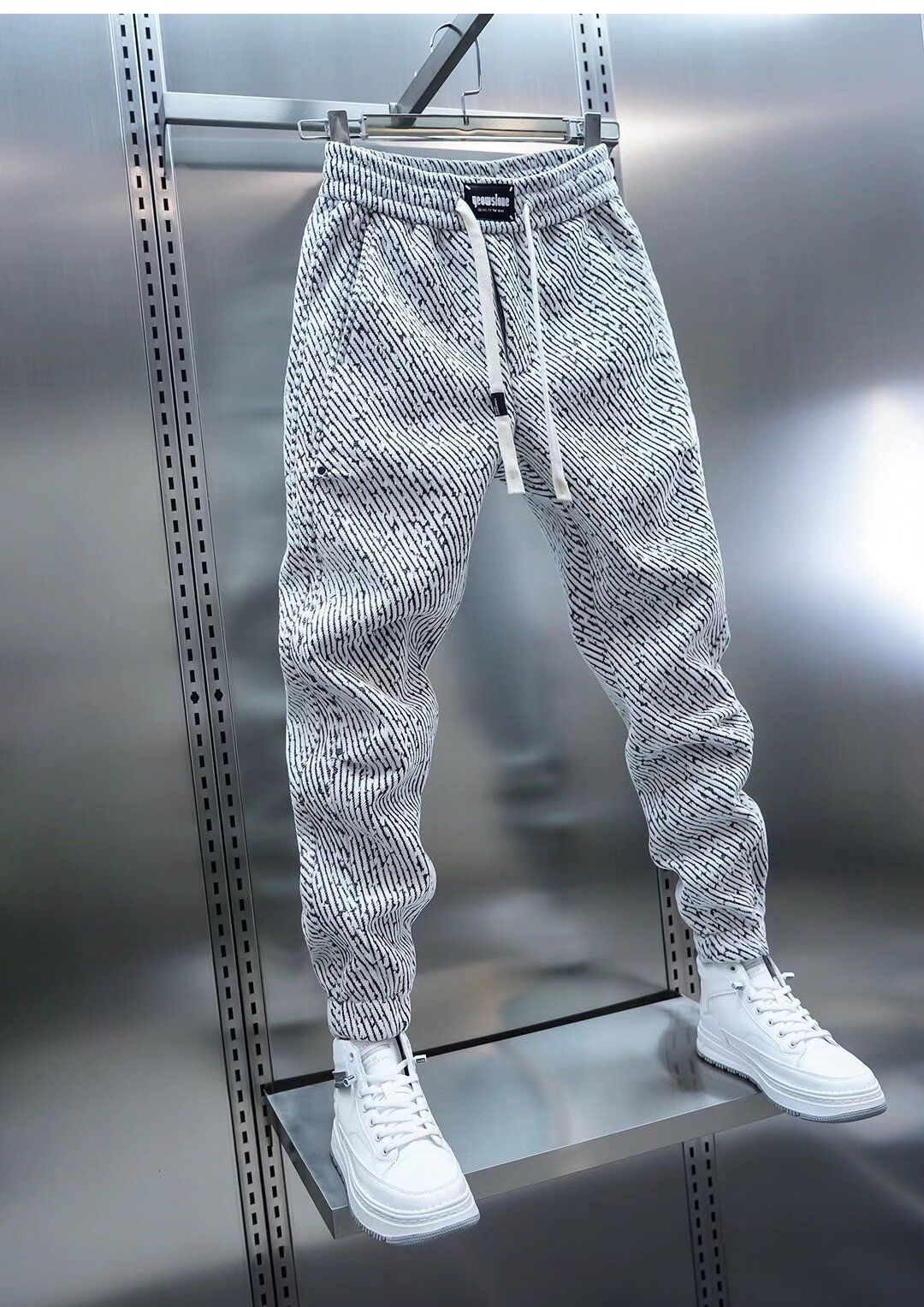 Spring And Autumn Men Harem Pants Zebra Striped Trousers Sport Clothing Cargo Sweatpants Brushed Loose Waist Versatile Pants