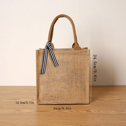 Bolsa feminina de juta, sacola de compras de grande capacidade, bolsa de viagem, bolsa masculina aberta