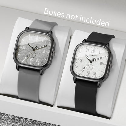 1/2/3PCS Fashion Square Women Watches Casual Silicone Strap Quartz Watches Sports Wristwatch For Men Women Students?Without Box?