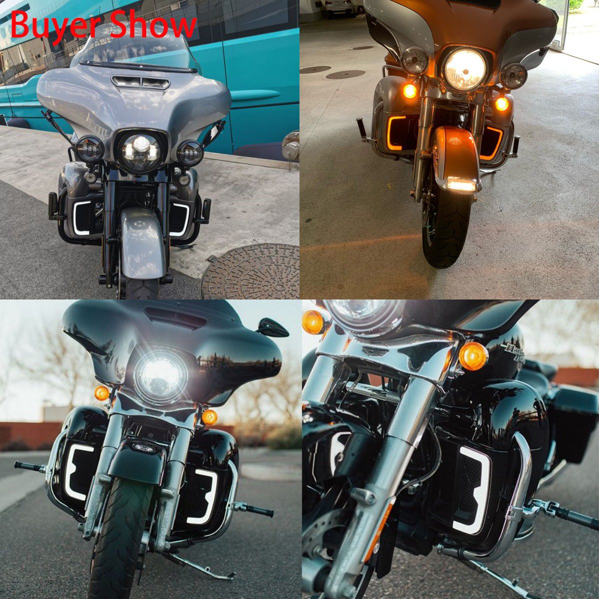 Luz LED de Seta para Motocicleta Grades Inferiores da Carenagem Preto para Harley Touring Street Glide Road Glide Electra Glide FLHTK FLTRU