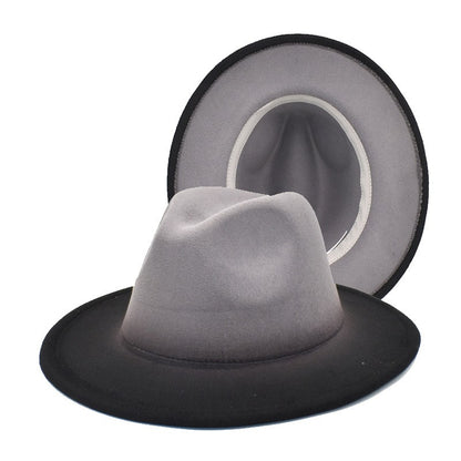 Winter Fedora Hats for Men Jazz Caps Gradient Dancing Evening Party Elegant Western Cowboy Hat Black Green Outdoor Sun Caps