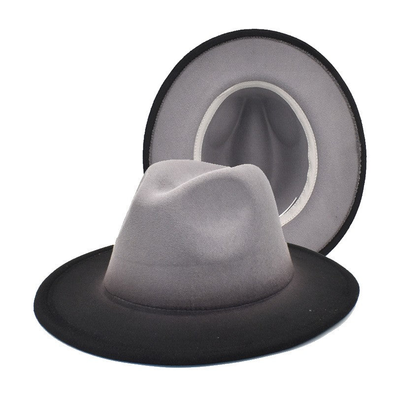 Winter Fedora Hats for Men Jazz Caps Gradient Dancing Evening Party Elegant Western Cowboy Hat Black Green Outdoor Sun Caps