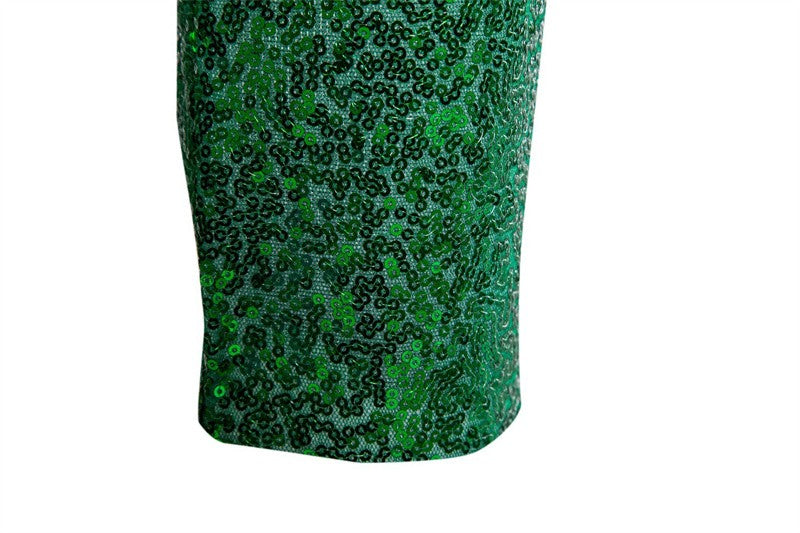 Fashion Men Luxurious Sequin Suit Jacket Green / Silver Men's Bar KTV Stage Dress Male Blazer Coat
