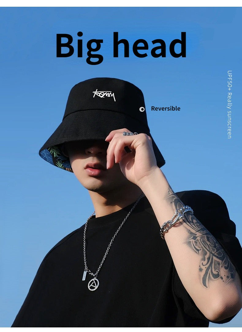 Big Head Letter Bucket Hat for Men Women XL Large Hip Hop Cap Fisherman Hat Summer Sun Hat Plus Size Panama