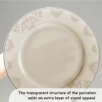 Siena 53Piece Porcelain Plates and Bowls Set with Dinner and Dessert Plates Shakers Bone China Dishware Sets Kitchen Dinnerware