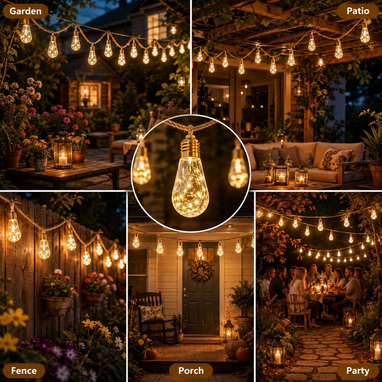 Solar String Lights Hemp Rope Edison Bulb Fairy Lights 4M/6M/8M Warm White for Garden Patio Pergola Wedding Christmas Decor