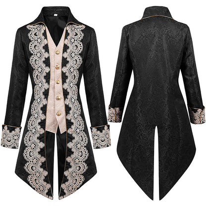 Men's cool steampunk gothic Victorian stylejacket cosplay retro purple velvet tailcoatmedieval dress uniform Renaissance cloth