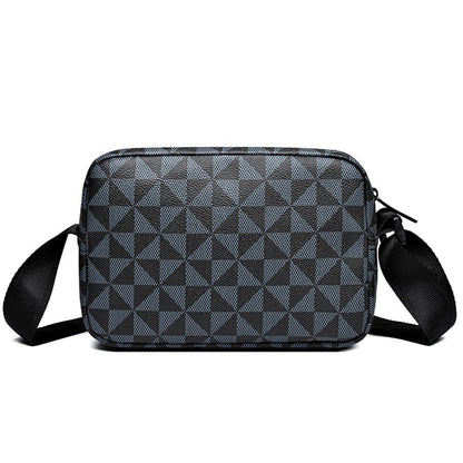 Casual Business Shoulder Bag for Men Pu Leather Messenger Bag Wide Strap Crossbody Bags Square Plaid Designer Male Sling Bags