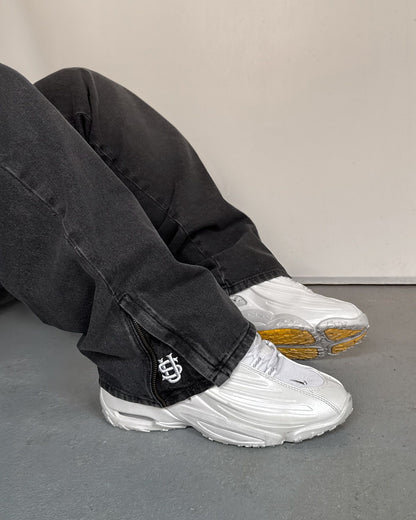 Calça jeans Hip-hop com moedas douradas Y2K retro cintura baixa perna larga com zíper calças jeans soltas bordadas moda masculina Y2K
