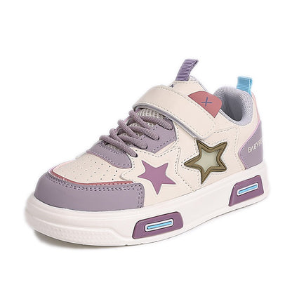 PU Leather Sport Shoes For Children 2025 Trend Fashion Teenager Girl's Sneakers Anti-slippery Kid's Tennis Shoes Running Shoes