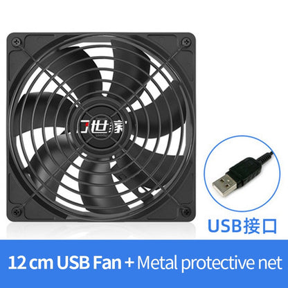 TEUCER 120mmx120mmx25mm 80mmx80mmx25mm 5V USB Exhaust Cooling Fan with Metal Mesh Foot Mat for Router TV Set-top Box Cooling