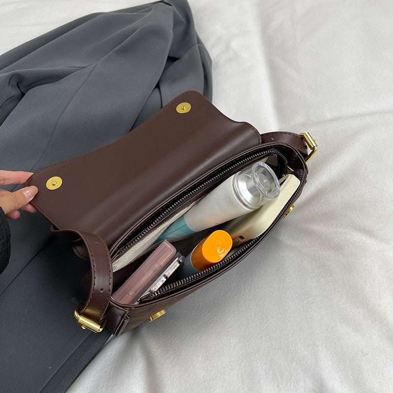 Solid Color Striped Flannel Women Crossbody Bag Quiet Luxury Designer Bag Fashionable Elegant PU Leather Shoulder Bags for Women