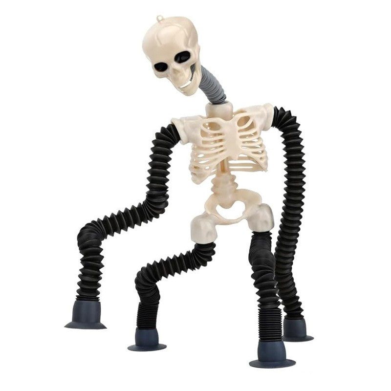 1-16PCS Fidget Toys Transformable Telescopic Toys Halloween Sensory Toys Kids Prize Suction Cups Skeleton Person Stretching Tube