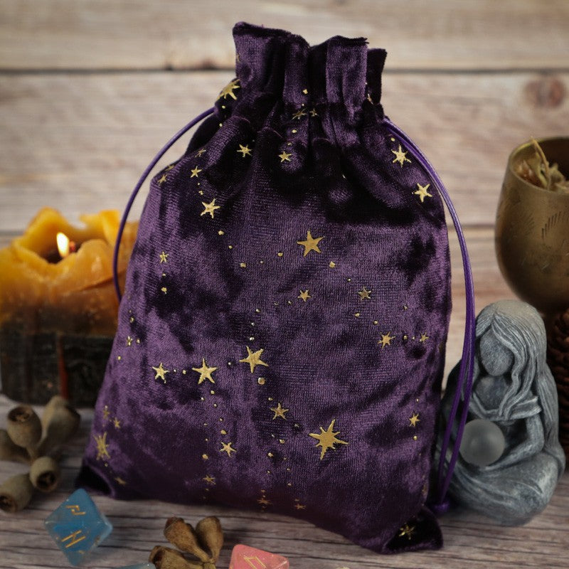 Velvet Tarot Oracle Cards Storage Bag Star Printed Tarot Pouch Rune Dice Crystal Jewelry Bag Multiple Use Pouch for Home Storage