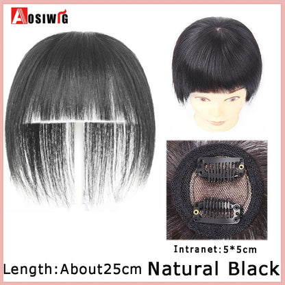 Perucas de cabelo encaracolado sintético AOSI castanho preto, substituição de extensões de cabelo tipo topete, apliques femininos com franja