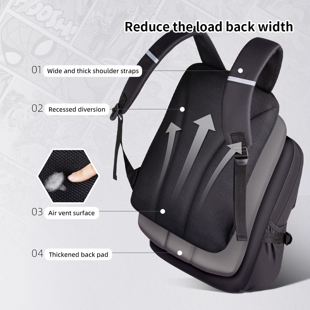 Disney MARVEL Homem-Aranha Mochila Escolar de Fibra de Poliéster Ultraleve Respirável Bolsa Infantil