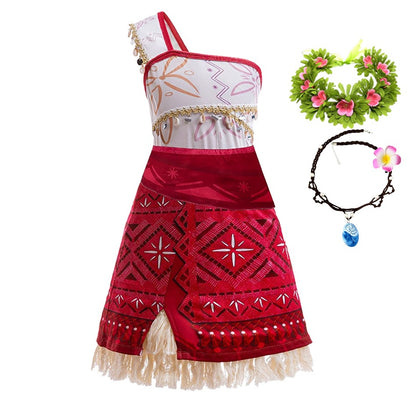 Girls Halloween Cosplay Moana Dress Ocean Adventure Role Play Costume Vaiana Princess Boys Maui Costume Vestidos Party Dress
