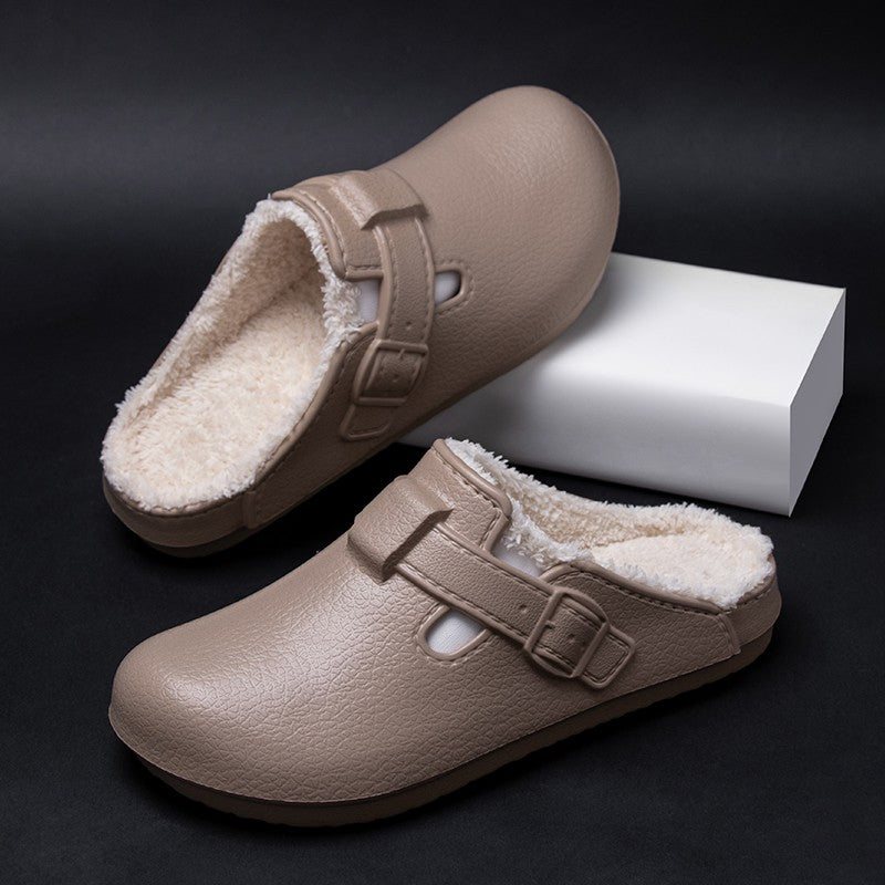 Men Plush Lined Outdoor Anti-slip Garden Shoes Warm Fuzzy Slippers For Women Winter New Cotton Slippers Fuzzy Home Slides