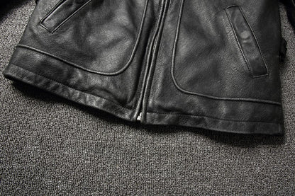 2025 Retro Style 100% Top Layer Cowhide Oversized Leather Jacket Color is made of Old Motorcycle Riding Clothes.