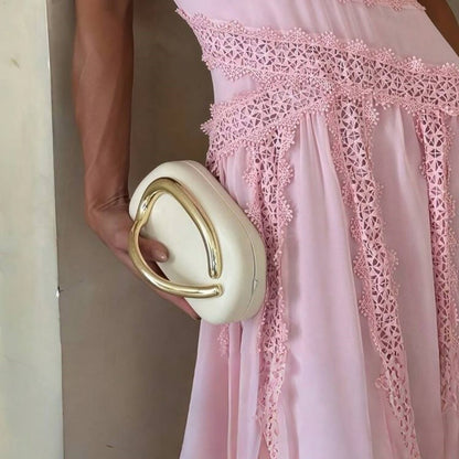 Brand Z Clutch Bag Metal Handle Design Luxury Evening Lipstick Bag Round Box Chain Bag Elegant Woman Shoulder Messenger Bags