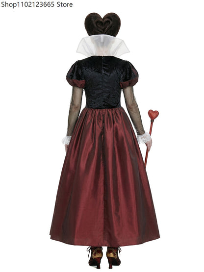 New Red Queen Of Hearts Dress Wonderland Red And Black Dress For Adult Halloween Party Retro Court Alice Role Play Costume 2026