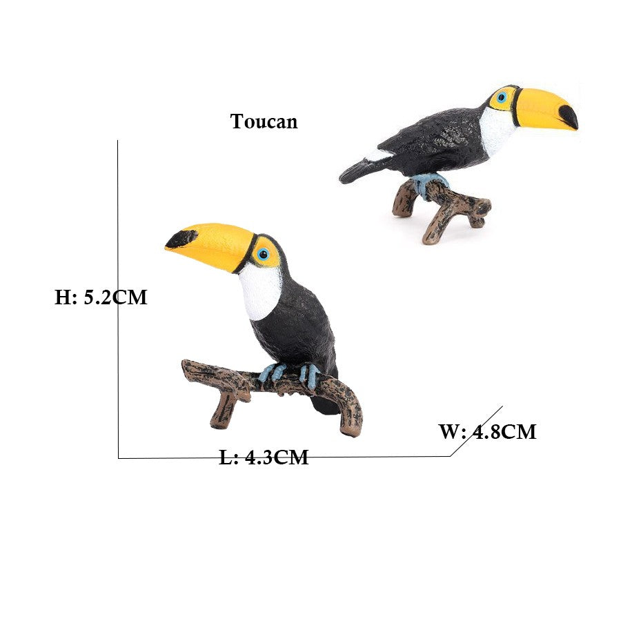 Coruja Flamingo Peru Tucano Seahawk Modelo Animais Estatuetas Plástico Pássaro Brinquedo Boneco de Ação Aventuras na Selva Presentes para Crianças Zoológico da Floresta