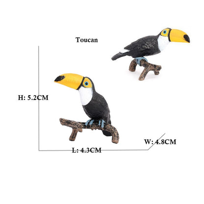 Coruja Flamingo Peru Tucano Seahawk Modelo Animais Estatuetas Plástico Pássaro Brinquedo Boneco de Ação Aventuras na Selva Presentes para Crianças Zoológico da Floresta