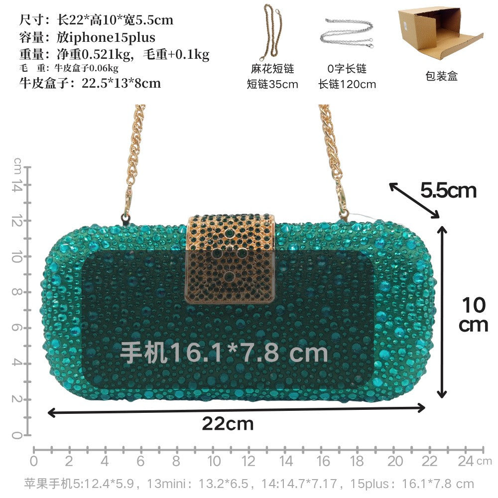 XIYUAN Women Green Crystal Evening Clutch Bag Glittering Purple Rhinestone Handbag Wedding Party Purse Full-diamond Bridal Bags
