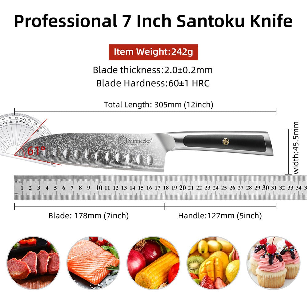 Facas Damasco Sunnecko 1-6Pcs/Set Faca de Cozinha Ultra Afiada com Núcleo VG10 Fio de Corte Utilitário Cutelo do Chef Santoku Fatiar Descascar