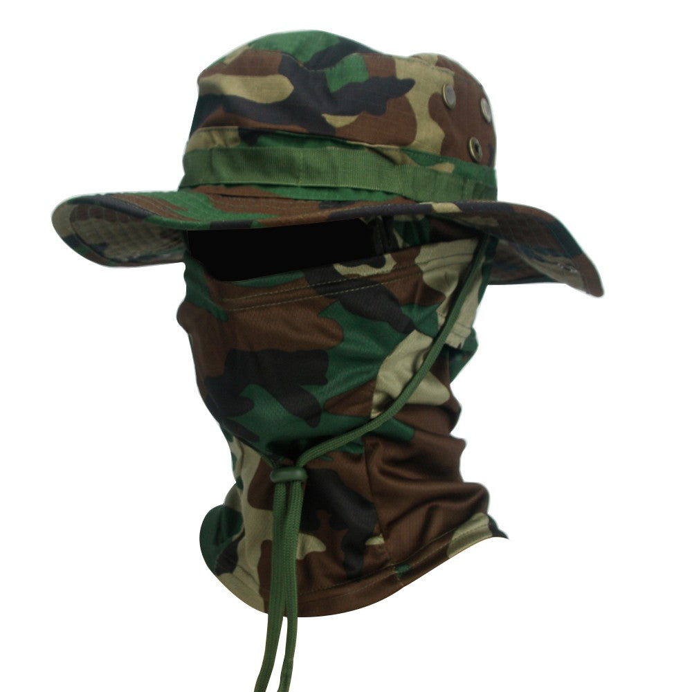 Conjunto 2 Peças Balaclava Chapéu de Aba Larga Conjunto Misto Chapéu Boonie Masculino Proteção Solar Caminhada Acampamento Pesca Chapéu de Sol Pescador