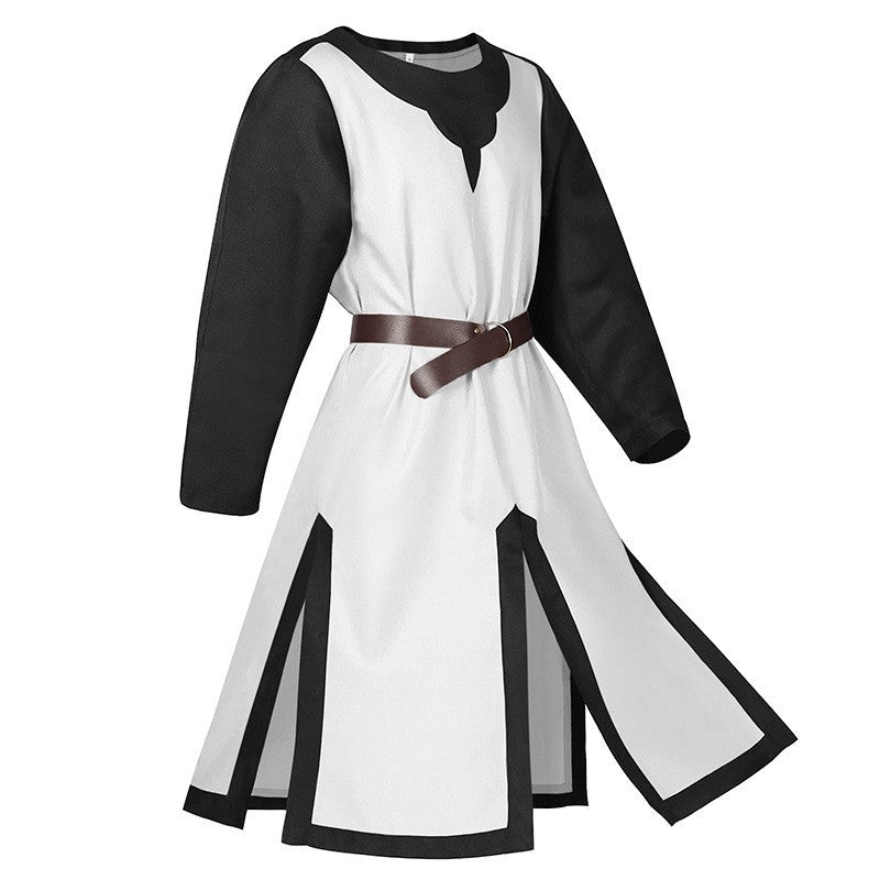 2025 Euro-Usa Fashion Halloween Steampunk Vintage Costume for Men & Women,Unisex Medieval Split Patchwork Robe Jacket with Belt