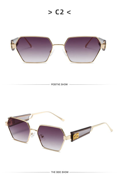 Metal Rectangle Sunglasses Women Fashion High Quality Frame Glasses Vintage Brand Designer Eyewear UV400