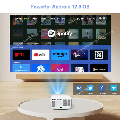 Projetor FlixTone D9W Ultra 3000 ANSI Full HD 1080P para Filmes Android WiFi 6 Home Theater Projetor Beam para Vídeos ao Ar Livre