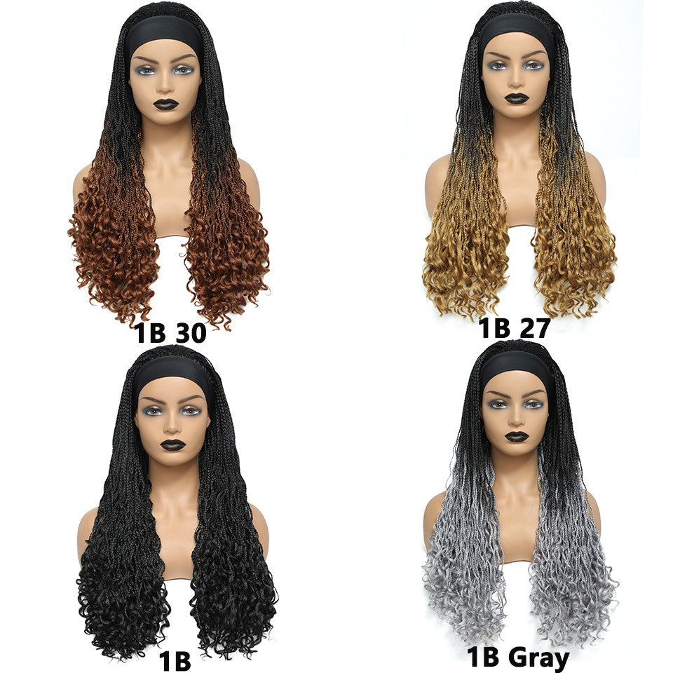 Donghou Wig Headband Box Braid Wig Ombre Braided Head Band Wig Goddess Box Braid Synthetic Headband Wig Perruque Avec Bandeau