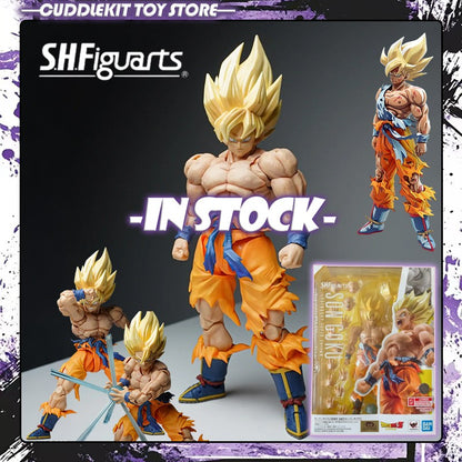 EM ESTOQUE Bandai Dragon Ball SHF Super Saiyan Son Goku 3.0 Anime Action Figure O Lendário Super Saiyajin Modelo de Brinquedo de Batalha Danificada