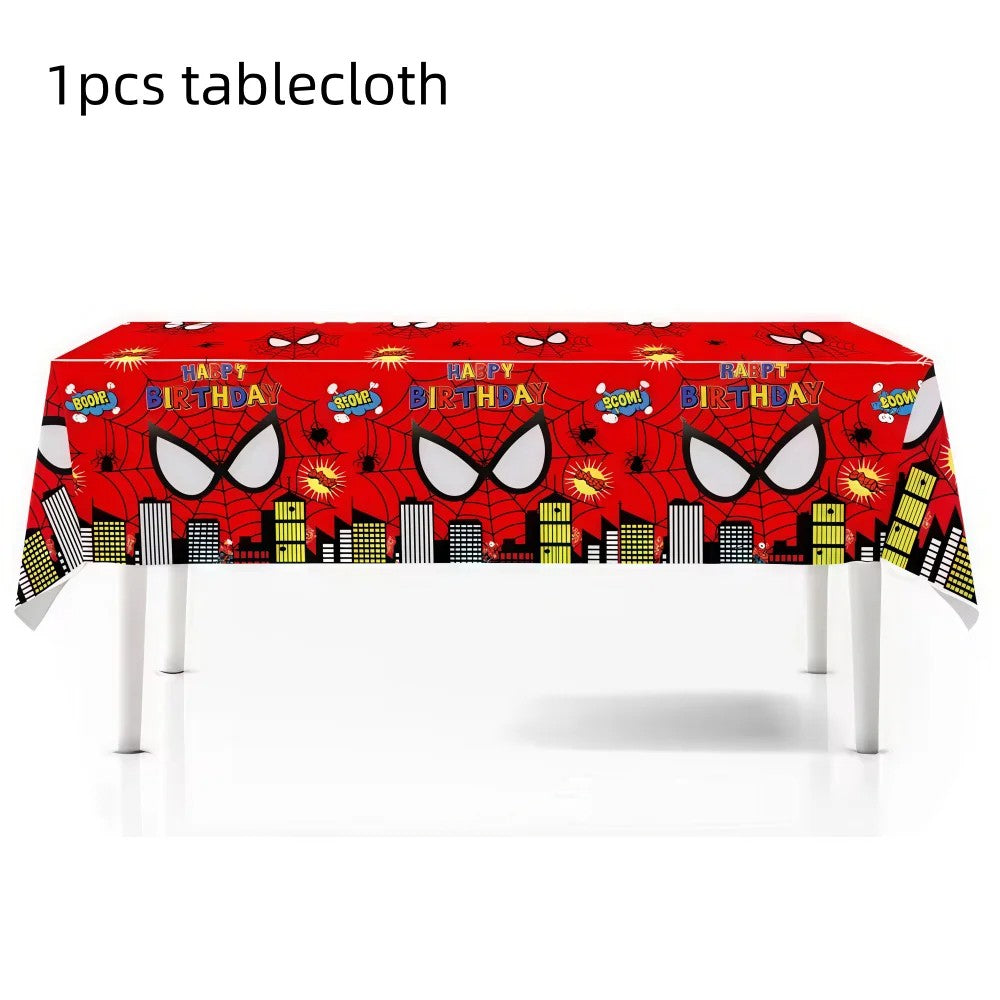 Mask Spider Hero Birthday Party Supplies Tableware Kit Plates Cups Tablecloth Backdrop Balloons Kids Party Decorations Favors