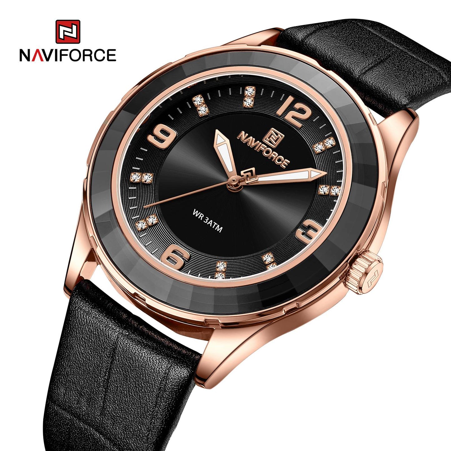 Naviforce 5040 Original New Woman Black Leather Classic Watch Ladies Girls Wristwatch Elegant Quartz Women's Watches